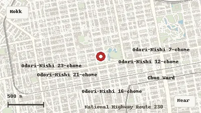 Map of the area around Hokkaido Museum of Modern Art in Hokkaido
