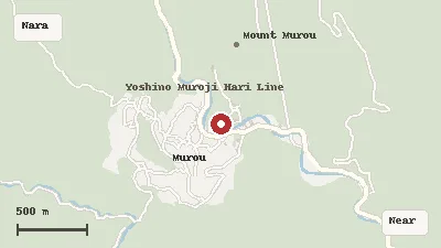 Map of the area around Muro-ji Temple in Nara