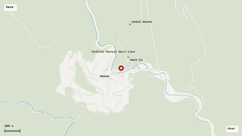 Map of the area around Muro-ji Temple in Nara