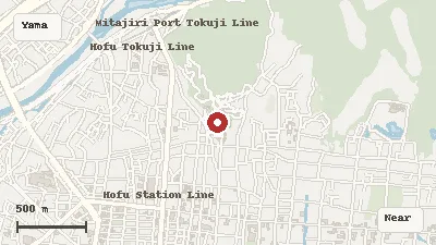 Map of the area around Hofu Tenmangu Shrine in Yamaguchi