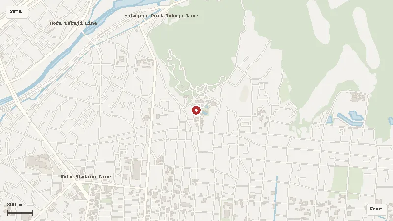 Map of the area around Hofu Tenmangu Shrine in Yamaguchi