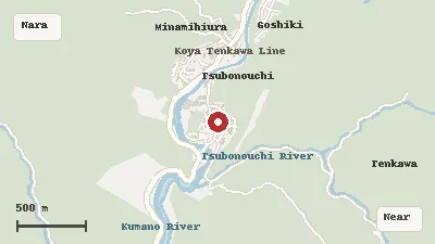 Map of the area around Tenkawa Daibenzaiten-sha Shrine in Nara