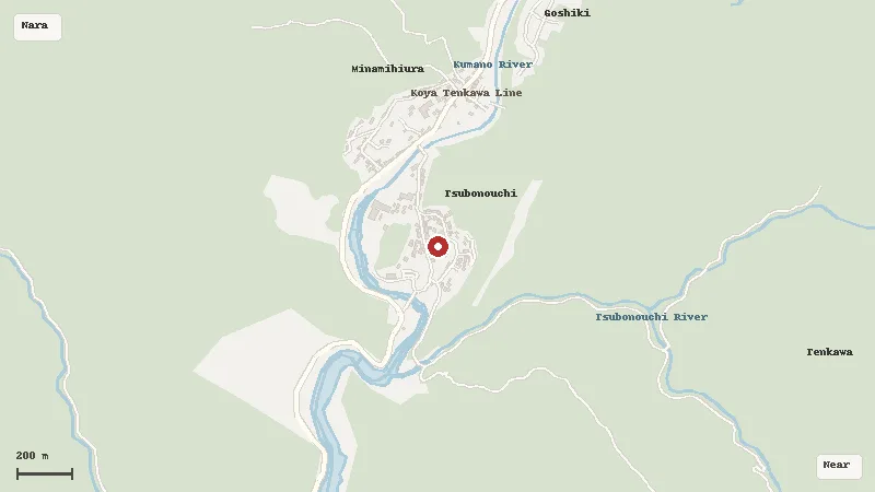 Map of the area around Tenkawa Daibenzaiten-sha Shrine in Nara