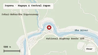 Map of the area around Suganuma Gassho-zukuri in Toyama