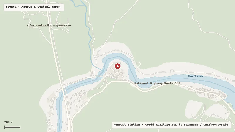 Map of the area around Suganuma Gassho-zukuri in Toyama