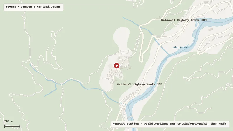 Map of the area around Ainokura Gassho-zukuri Village in Toyama