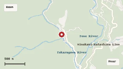 Map of the area around Takaragawa Onsen Osenkaku in Gunma