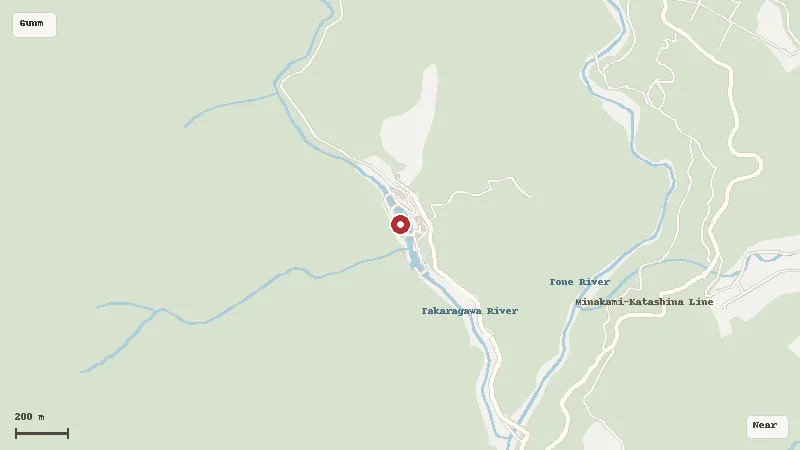 Map of the area around Takaragawa Onsen Osenkaku in Gunma