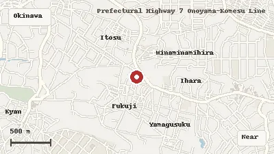 Map of the area around Ryukyu Glass Village in Okinawa