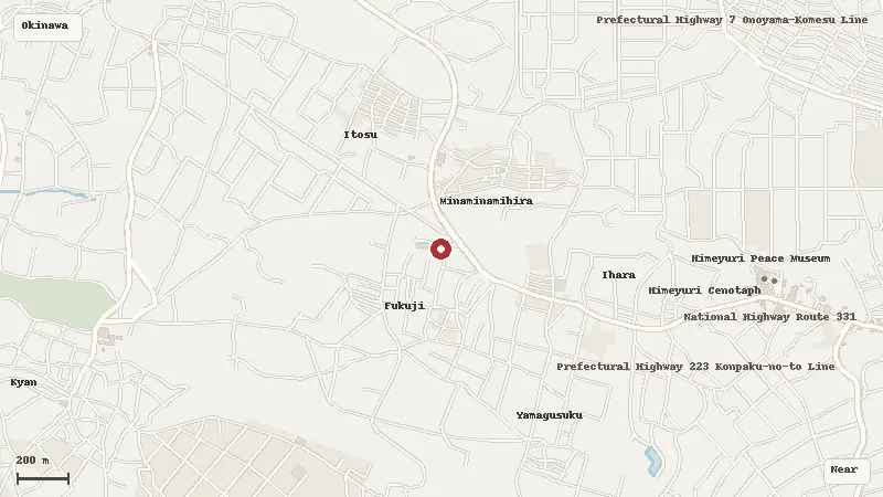 Map of the area around Ryukyu Glass Village in Okinawa