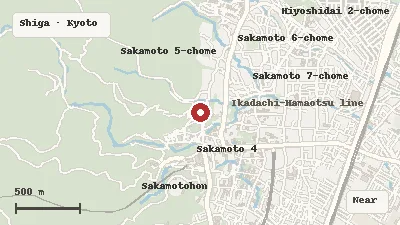 Map of the area around Hiyoshi Taisha in Shiga