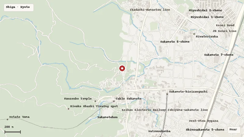 Map of the area around Hiyoshi Taisha in Shiga