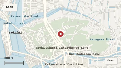Map of the area around Kochi Prefectural Makino Botanical Garden in Kochi