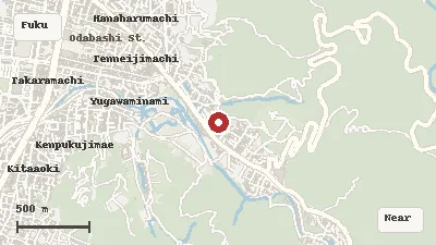 Map of the area around Aizu Bukeyashiki in Fukushima