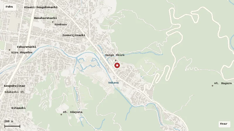 Map of the area around Aizu Bukeyashiki in Fukushima