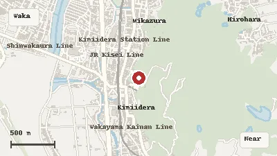 Map of the area around Kimiidera Temple in Wakayama