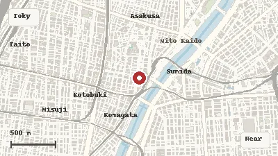 Map of the area around Asakusa Culture Tourist Information Center in Tokyo