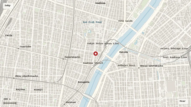Map of the area around Asakusa Culture Tourist Information Center in Tokyo