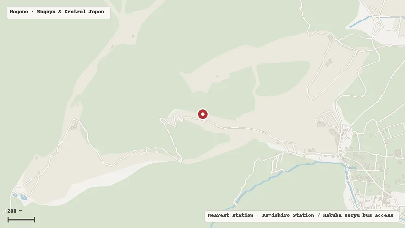 Map of the area around Hakuba Goryu Snow Resort in Nagano