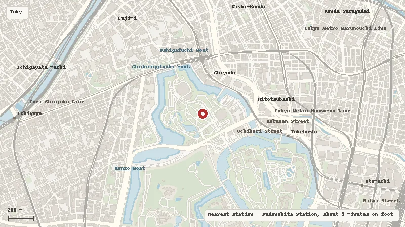 Map of the area around Kitanomaru Park in Tokyo