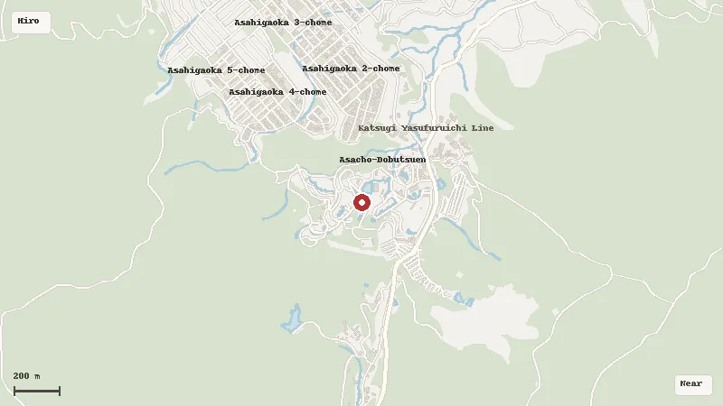 Map of the area around Hiroshima City Asa Zoological Park in Hiroshima