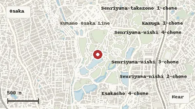 Map of the area around Hattori Ryokuchi Park in Osaka