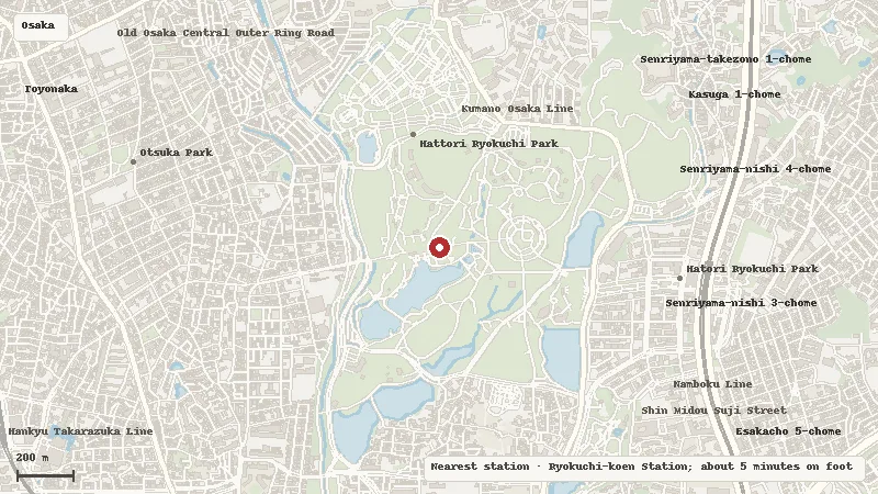 Map of the area around Hattori Ryokuchi Park in Osaka
