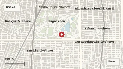 Map of the area around Nagai Botanical Garden in Osaka