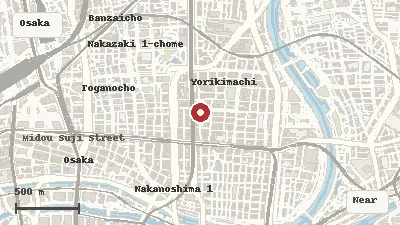 Map of the area around Tenjinbashi-suji Shopping Street in Osaka