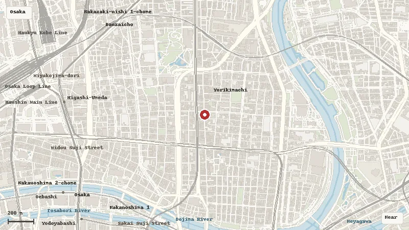 Map of the area around Tenjinbashi-suji Shopping Street in Osaka