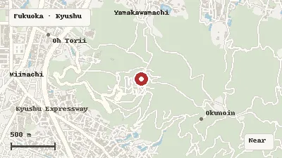 Map of the area around Kora Taisha Shrine in Fukuoka
