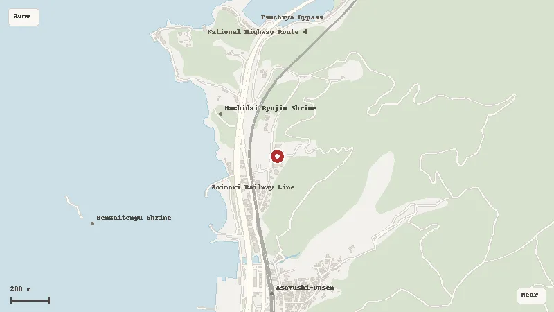 Map of the area around Asamushi Aquarium in Aomori