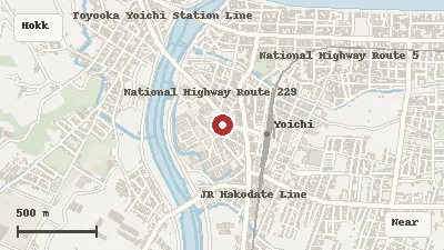 Map of the area around Nikka Whisky Yoichi Distillery in Hokkaido