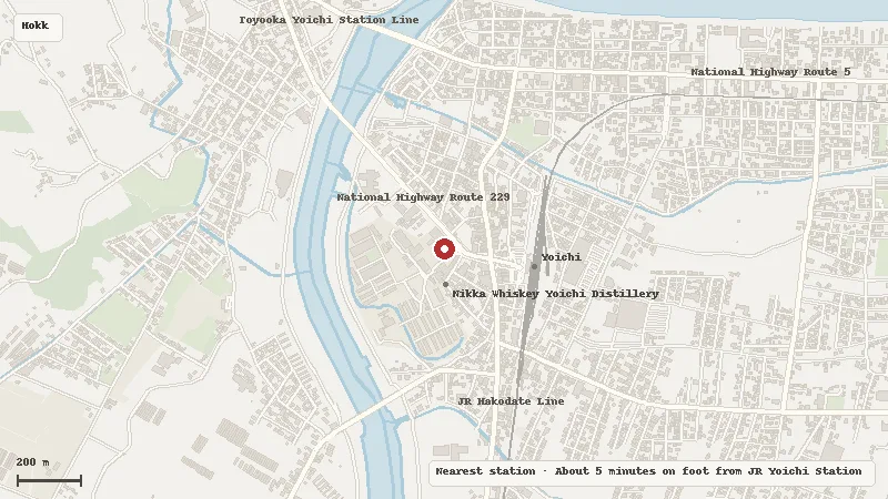 Map of the area around Nikka Whisky Yoichi Distillery in Hokkaido