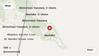 Map of the area around Washuzan Second Observation Deck in Okayama