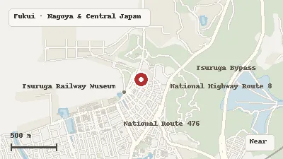 Map of the area around Tsuruga Red Brick Warehouse in Fukui