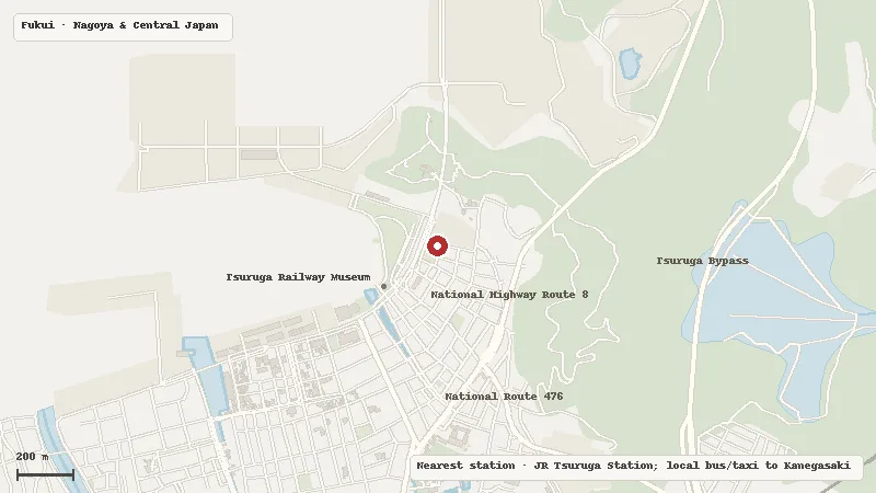 Map of the area around Tsuruga Red Brick Warehouse in Fukui
