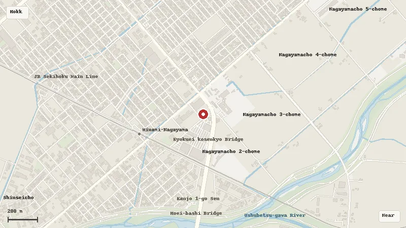 Map of the area around Asahikawa Ramen Village in Hokkaido
