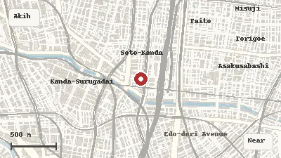 Map of the area around Super Potato Akihabara in Akihabara