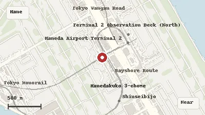 Map of Haneda Airport and its airport-complex transport connections