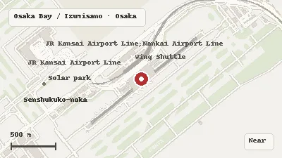 Map of Kansai International Airport and its airport-complex transport connections