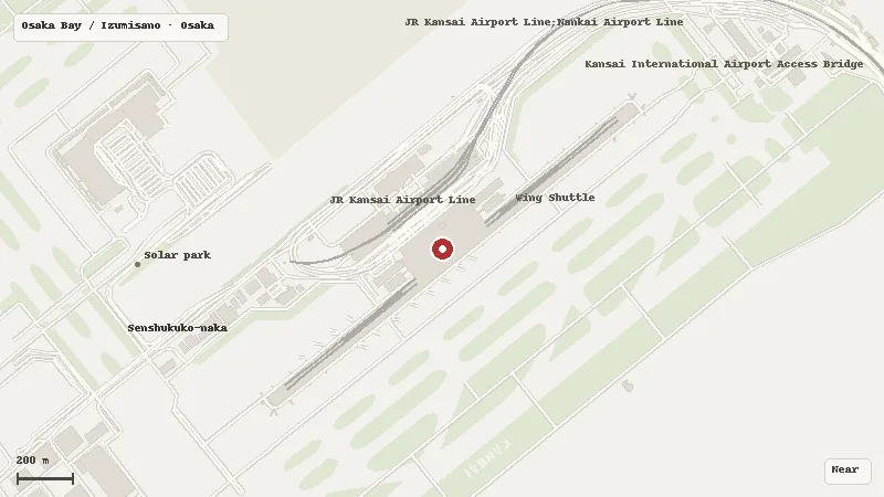 Map of Kansai International Airport and its airport-complex transport connections