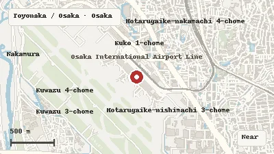 Map of Osaka International Airport (Itami) and its airport transport context