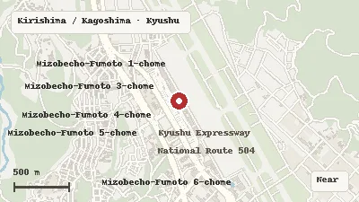 Map of Kagoshima Airport and its airport transport context
