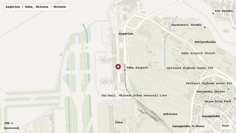 Map of Naha Airport and its airport transport context
