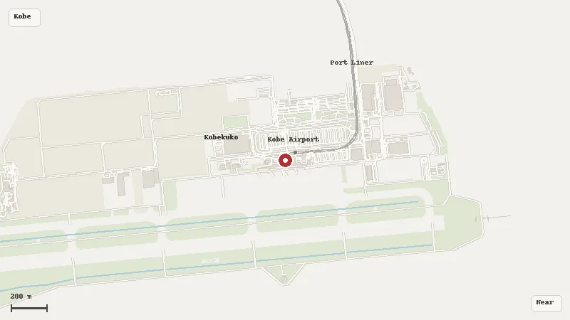 Map of Kobe Airport and its airport transport context
