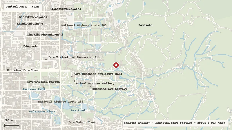 Map of the area around Nara Park in Central Nara