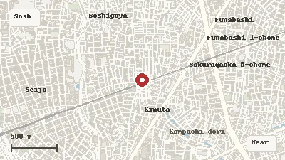 Map of the area around Ultraman Shopping District in Soshigaya, Setagaya
