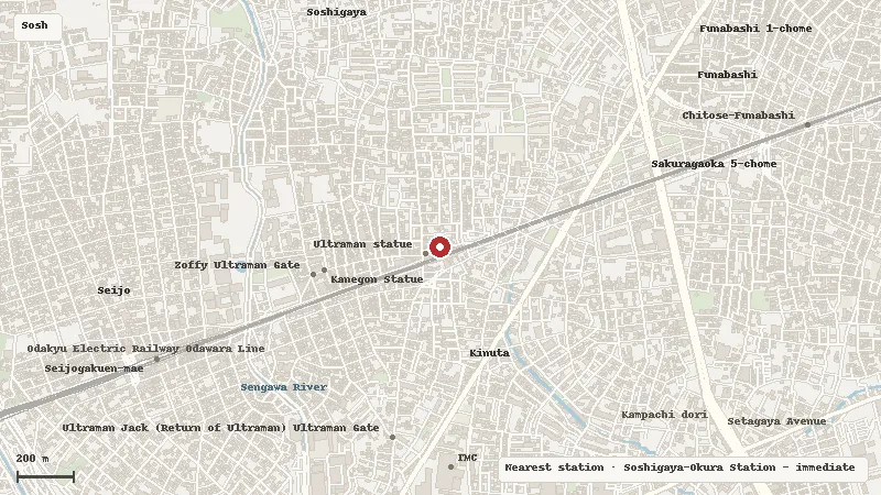 Map of the area around Ultraman Shopping District in Soshigaya, Setagaya