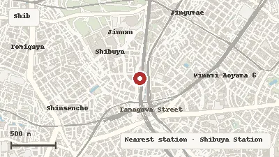 Map of the area around Tower Records Shibuya in Shibuya / Jinnan